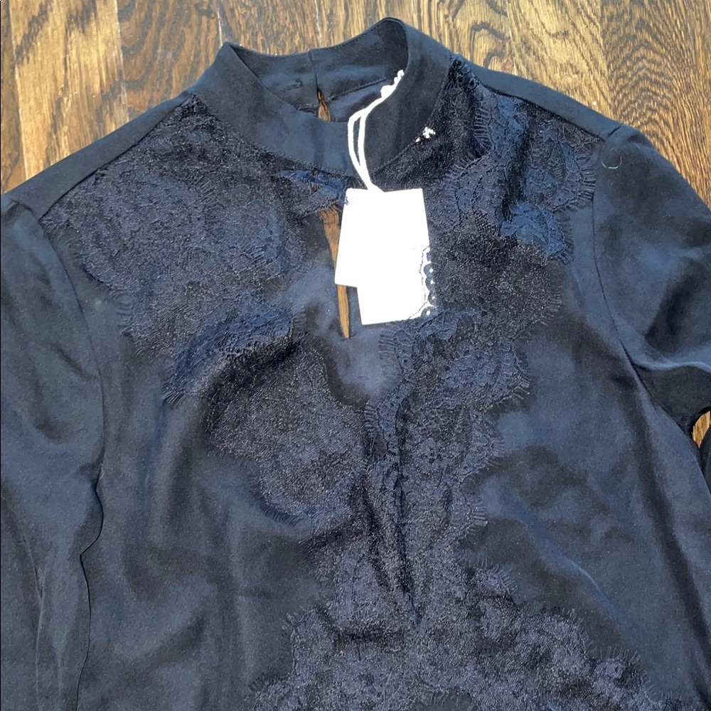 Cami NYC Black Lace silk Women's Top XXS NWt